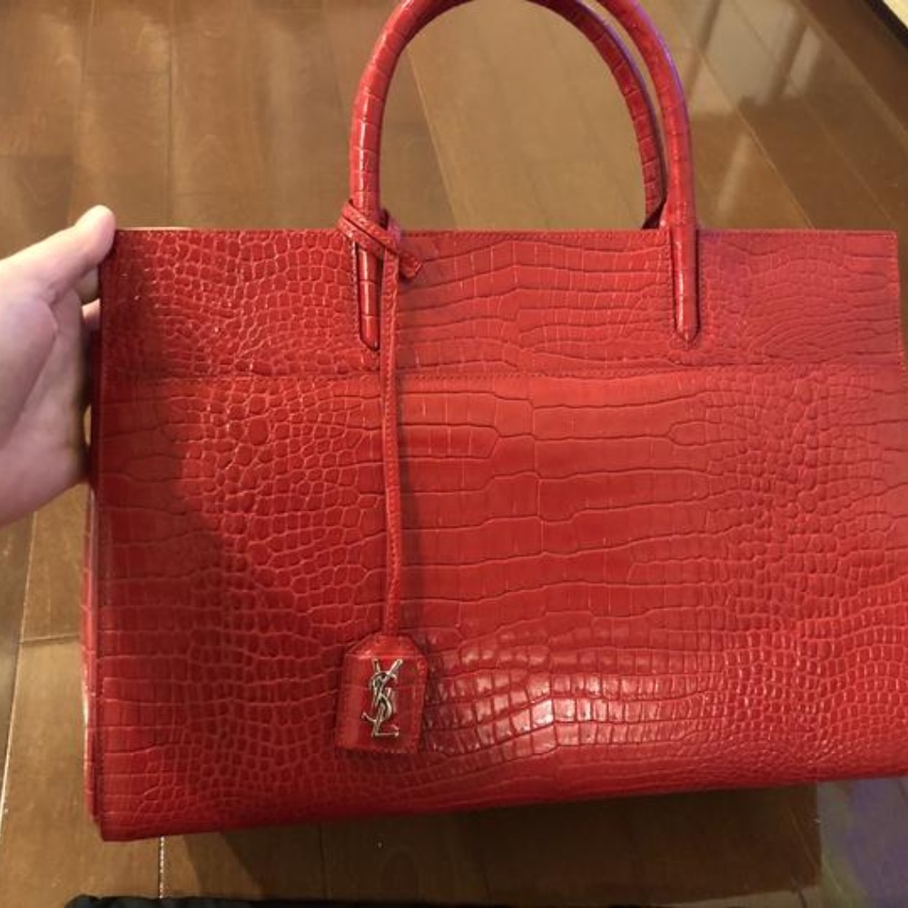 Saint Laurent Cabas Rive Gauche New W/ Tag Croc Em - Picture 7 of 8
